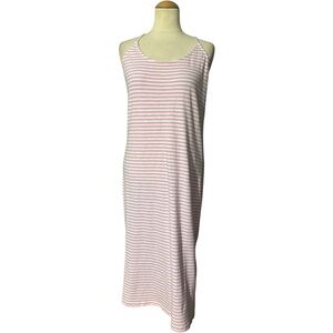 J.Crew Stripe Racerback Tank Knee Length Dress NWT Pink White Medium